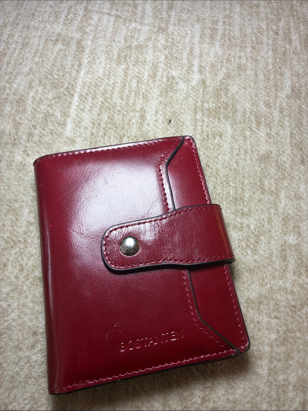 Red Leather Snap Wallet